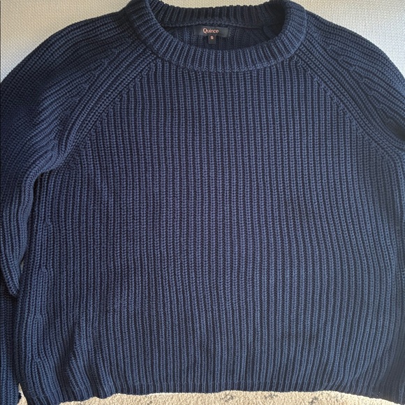 100% cotton navy fisherman crewneck sweater - Picture 3 of 9